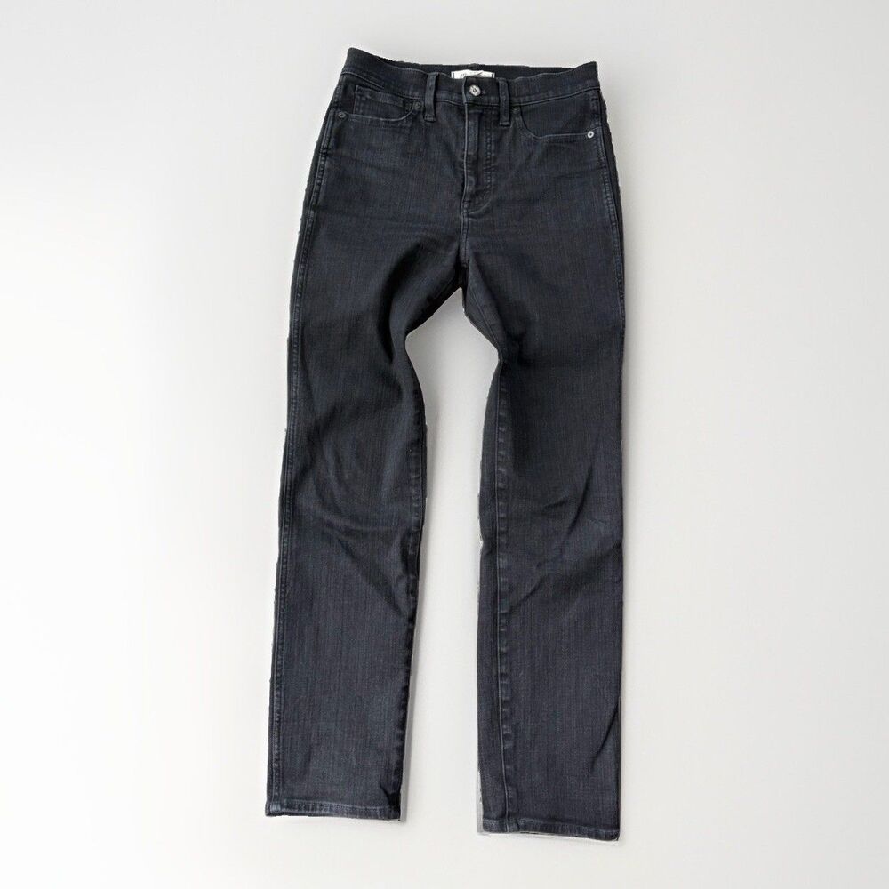 Madewell High Rise Stovepipe Jeans 27 Black Straight Leg Denim Stretch Womens